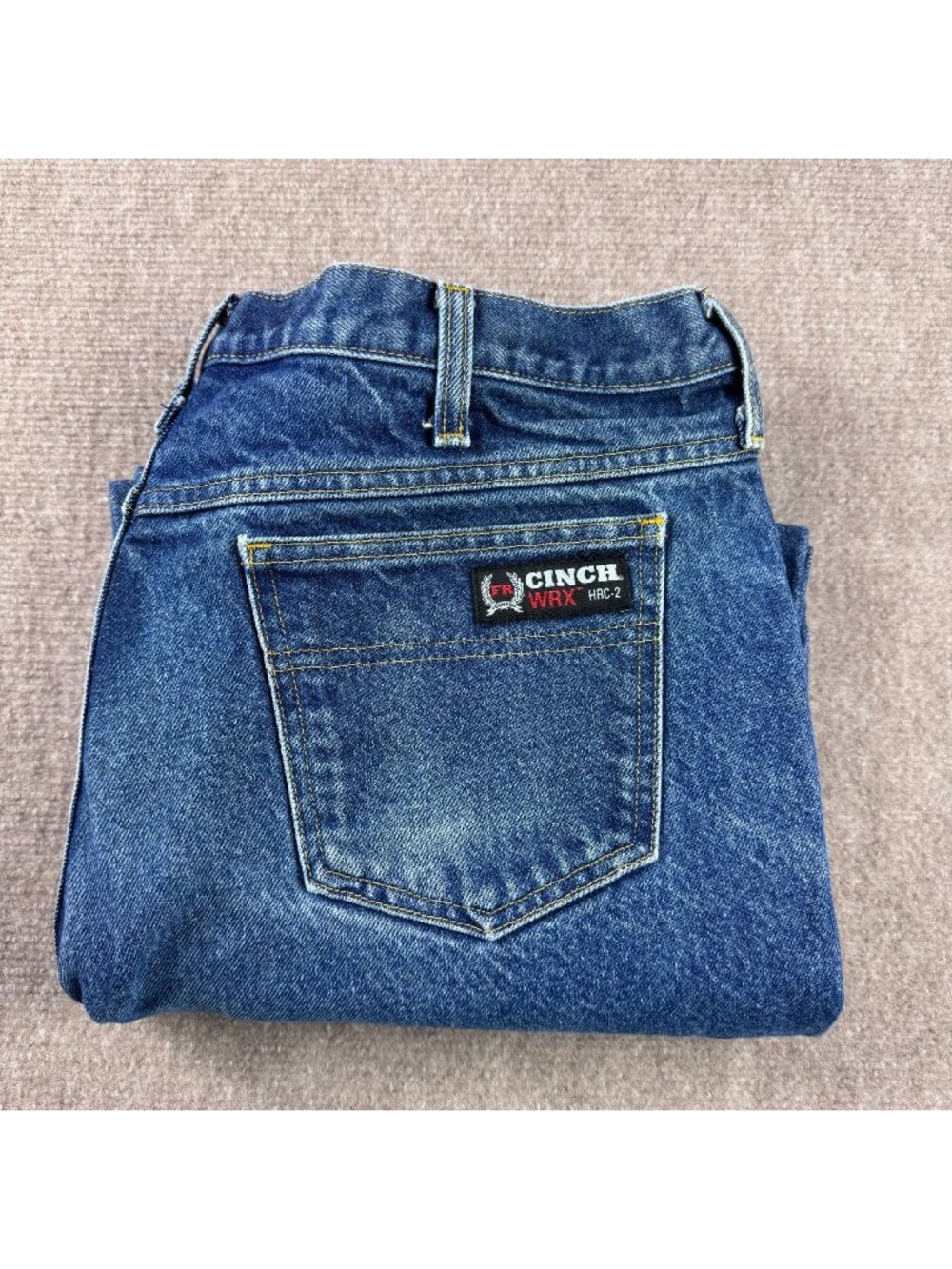 Cinch WRX FR Blue Jeans 38X30 HEMMED Flame Resistant Green Label Utility Work